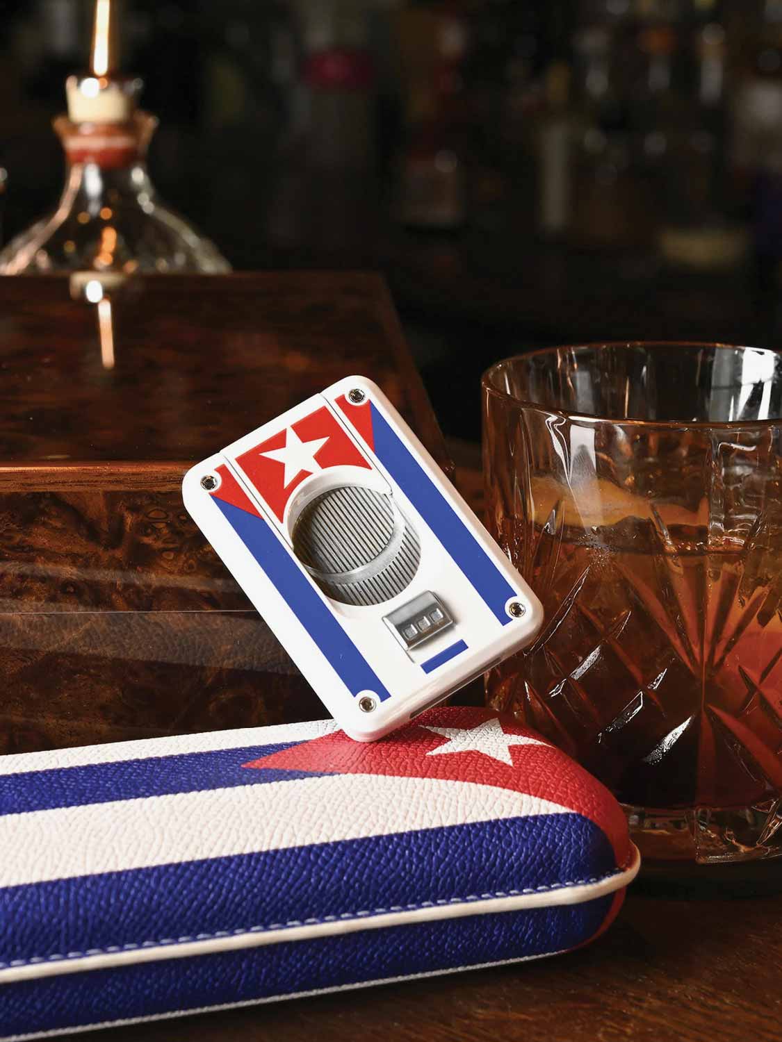 Elie Bleu Cuban Flag Double Blade Cigar Cutter