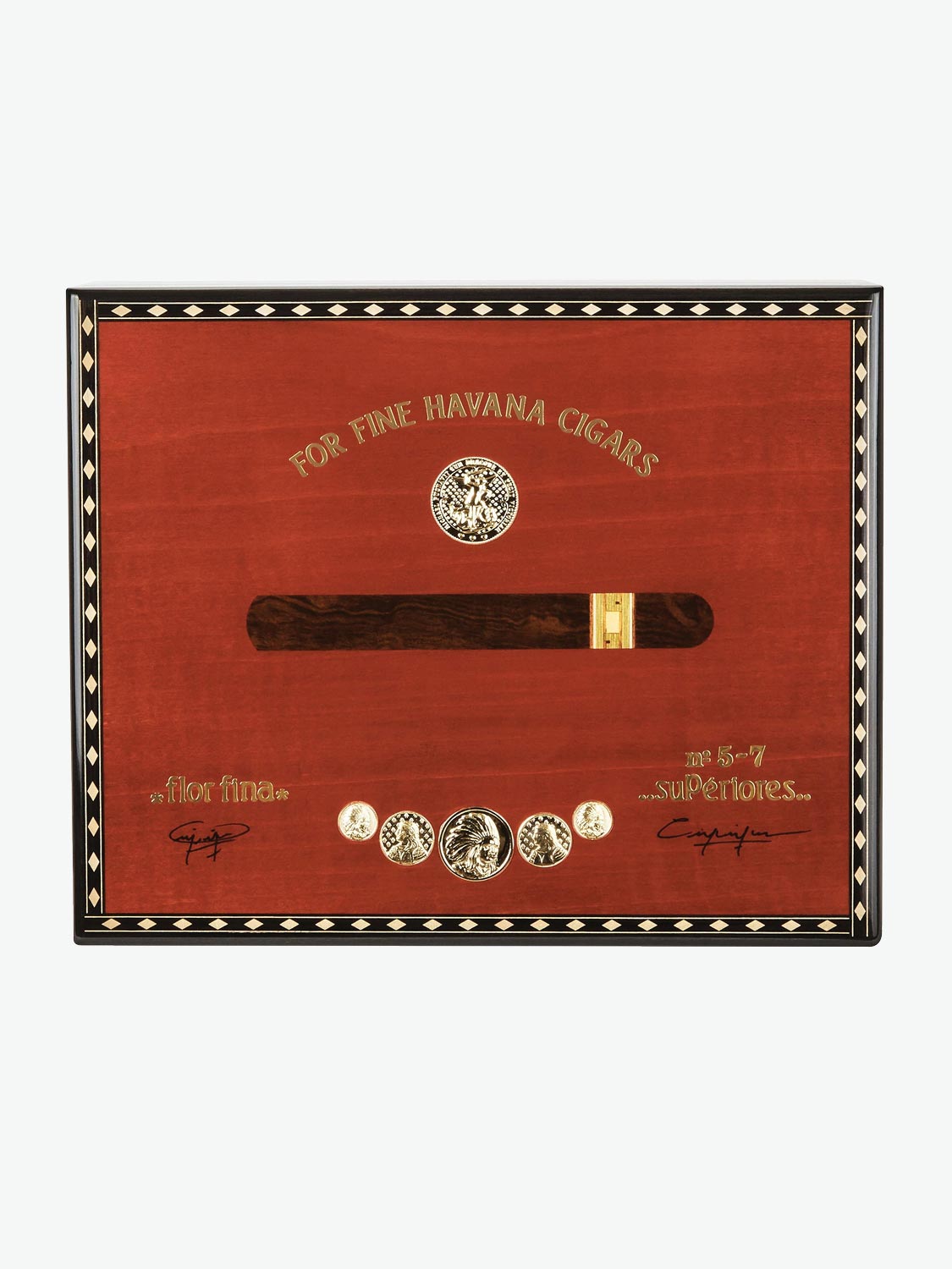 Elie Bleu Medals Cigar Humidor Red