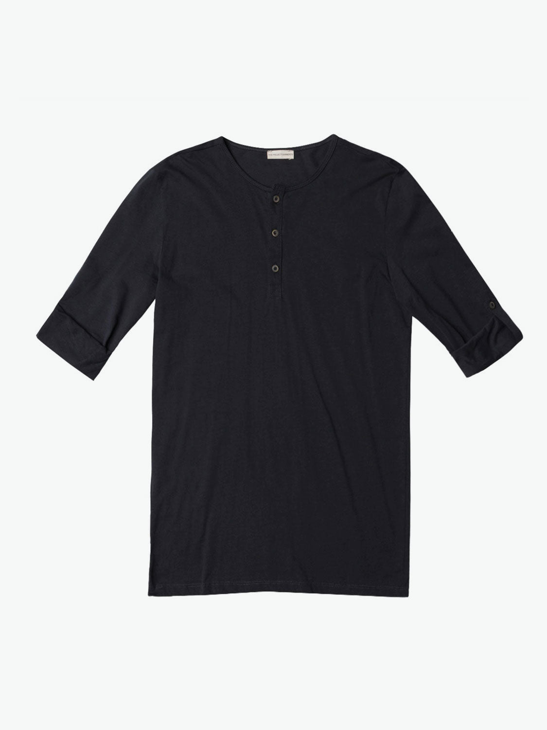 The Project Garments Henley Organic Cotton T-shirt Charcoal Grey