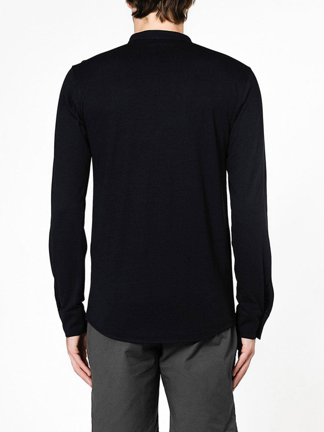 Henley Supima Cotton Long Sleeve T-shirt Navy Blue | D