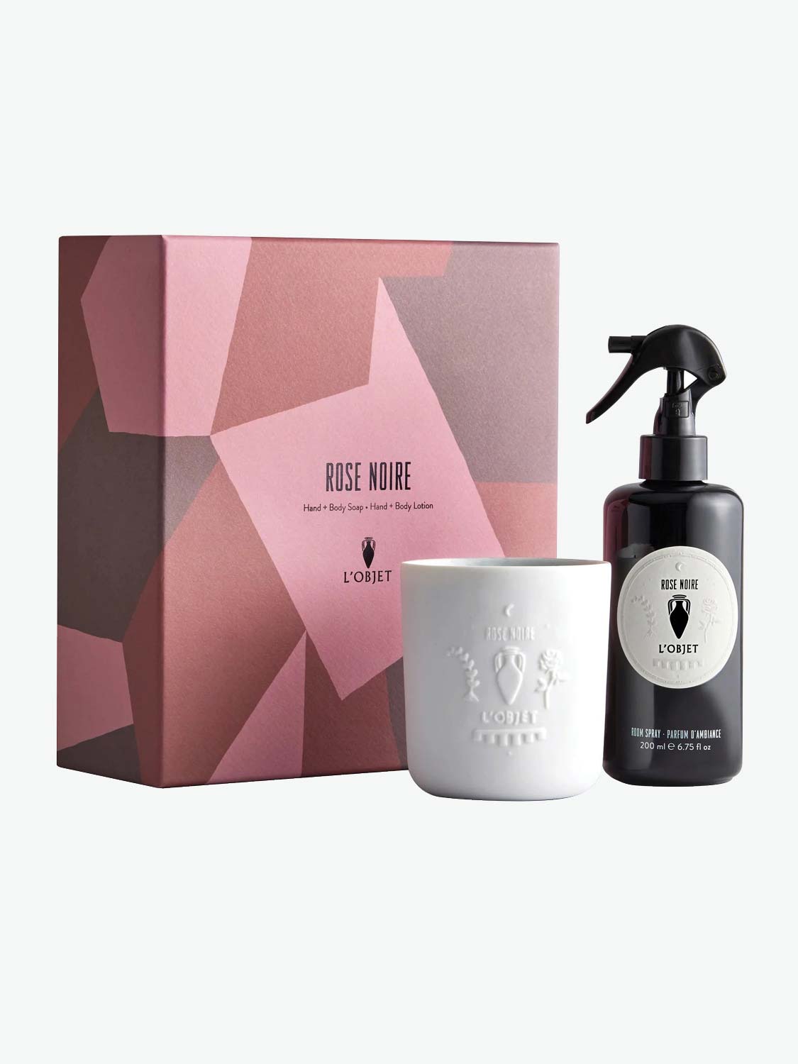 L' Objet Rose Noire Room Spray and Candle Gift Set