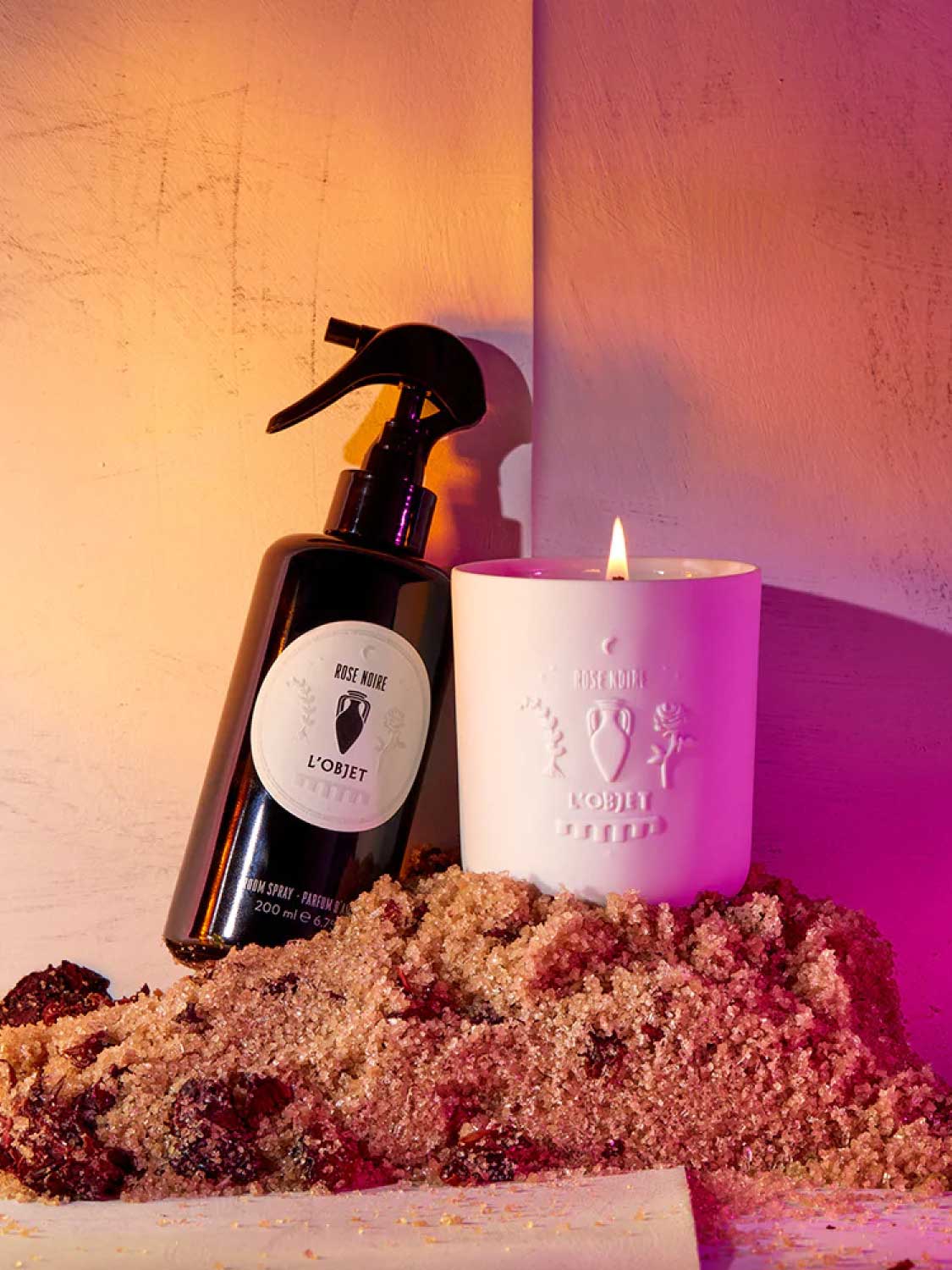L' Objet Rose Noire Room Spray and Candle Gift Set