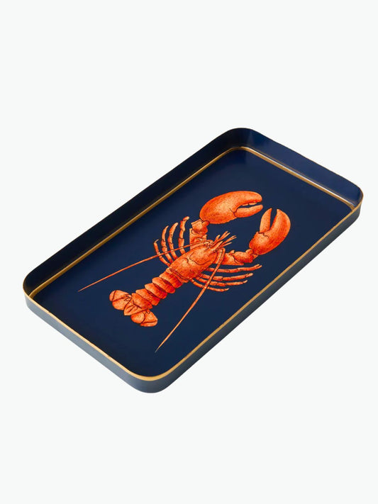 Les Ottomans Fauna Lobster Hand-Painted Iron Tray