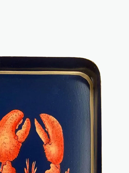 Les Ottomans Fauna Lobster Hand-Painted Iron Tray
