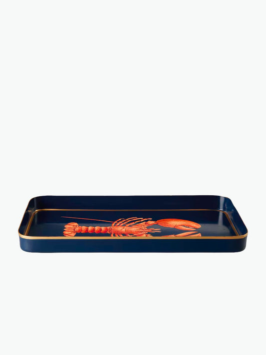 Les Ottomans Fauna Lobster Hand-Painted Iron Tray