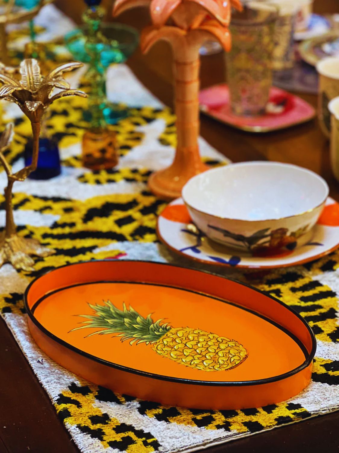 Les Ottomans Pineapple Hand-Painted Tray