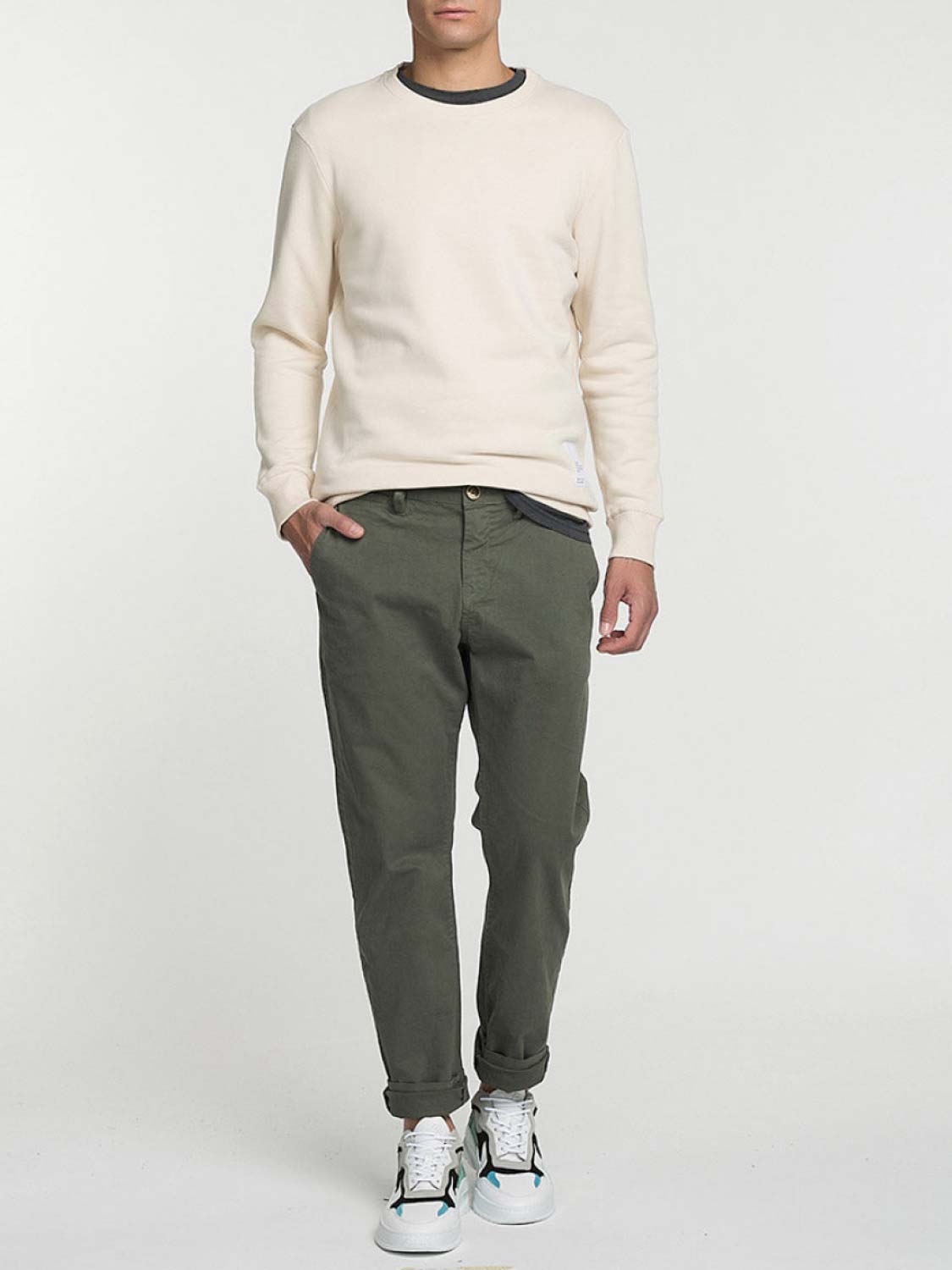 Logomania Crew Neck Sweatshirt Cream | F