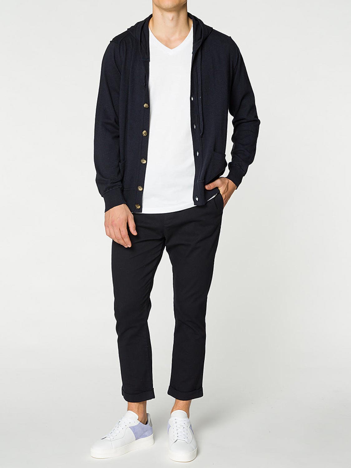 Modal Blend V-neck T-shirt White | E