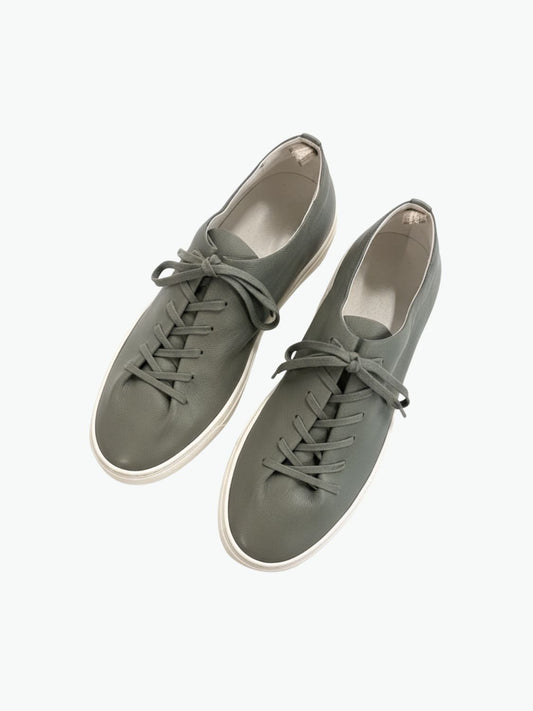 Officine Creative Khaki Leather Low Top Sneakers
