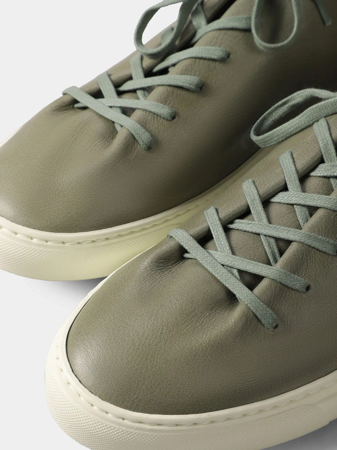 Officine Creative Khaki Leather Low Top Sneakers