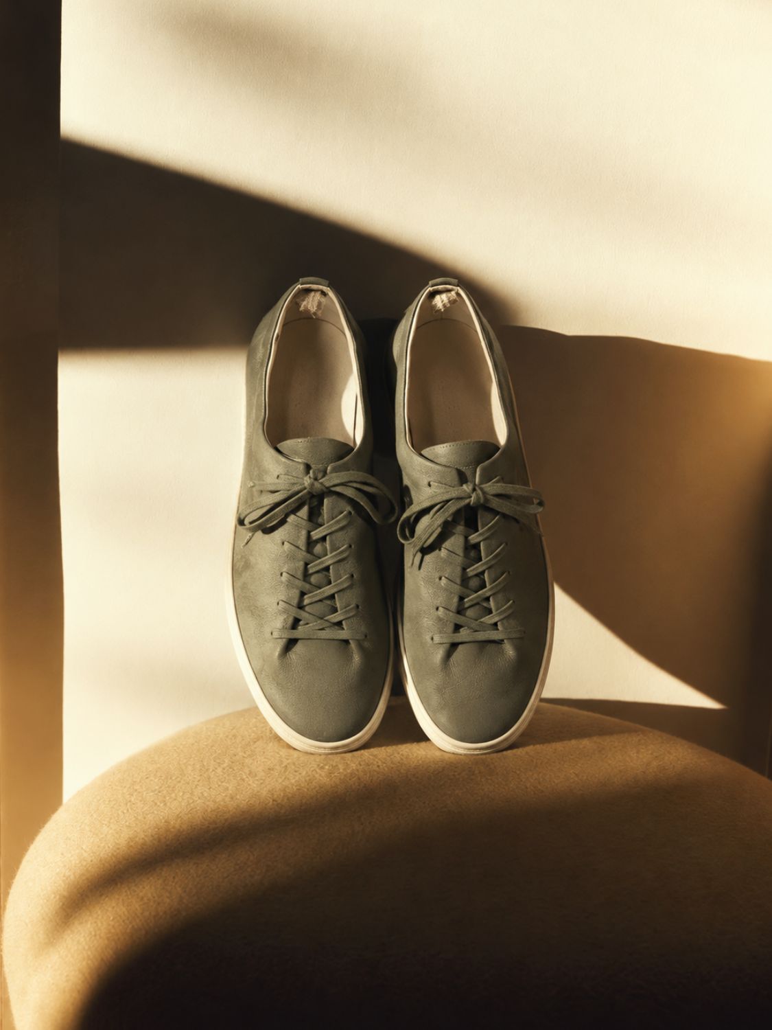 Officine Creative Khaki Leather Low Top Sneakers