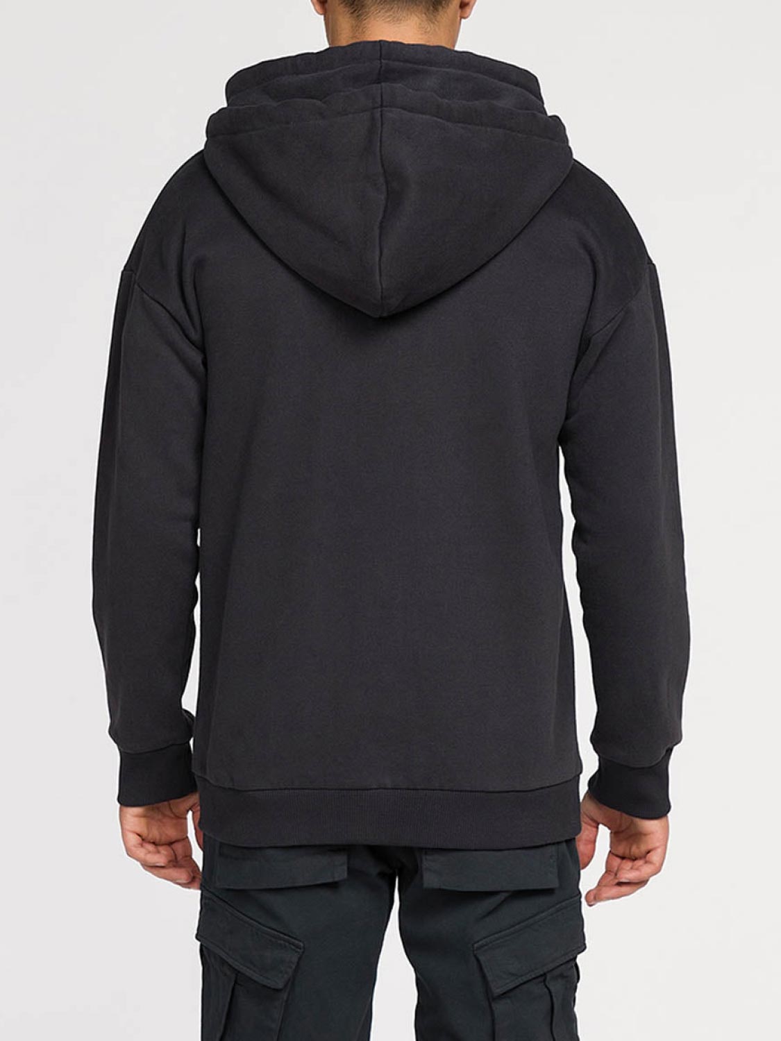 Organic Cotton Double Hooded Zip Up Charcoal Grey | C
