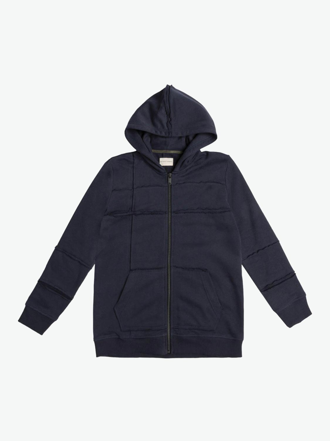 Organic Cotton Laser Cut Zip Up Hoodie Navy Blue | A