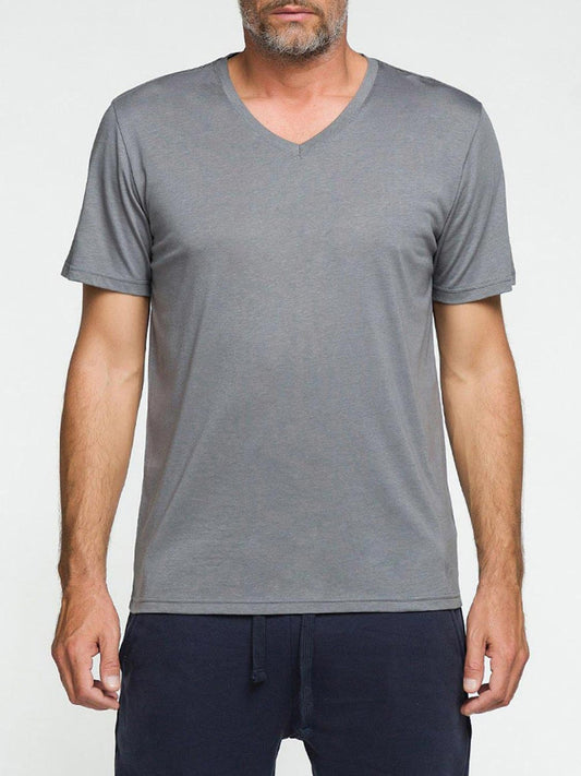 Organic Cotton V-neck T-shirt Asphalt Grey | B