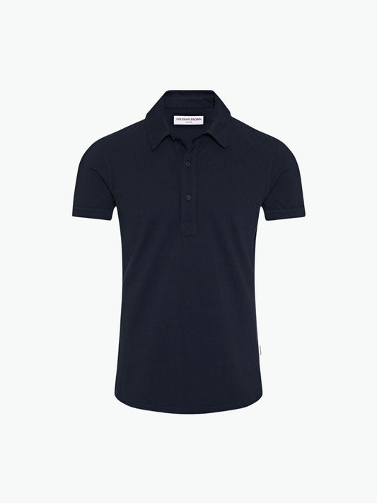 Orlebar Brown Sebastian Tailored Fit Pique Polo Shirt Navy