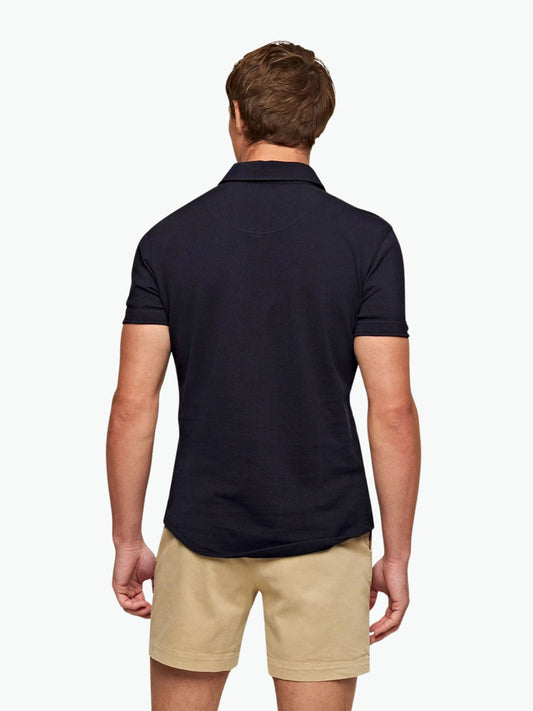 Orlebar Brown Sebastian Tailored Fit Pique Polo Shirt Navy
