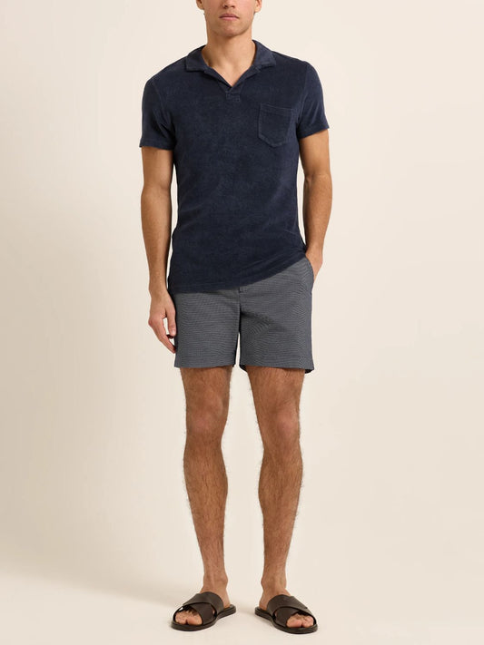 Orlebar Brown Terry Towelling Tailored Fit Cotton Polo Shirt Navy