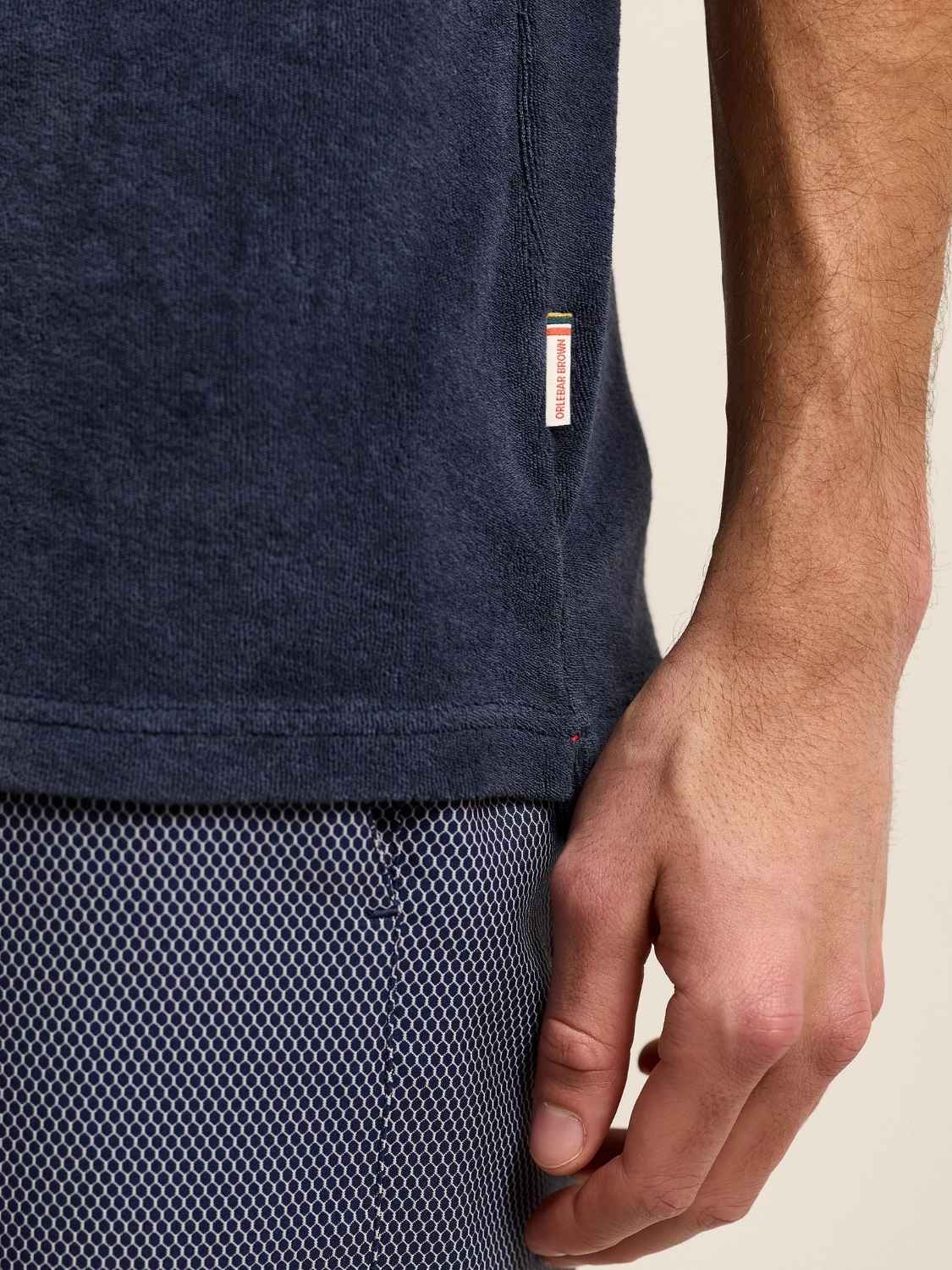Orlebar Brown Terry Towelling Tailored Fit Cotton Polo Shirt Navy