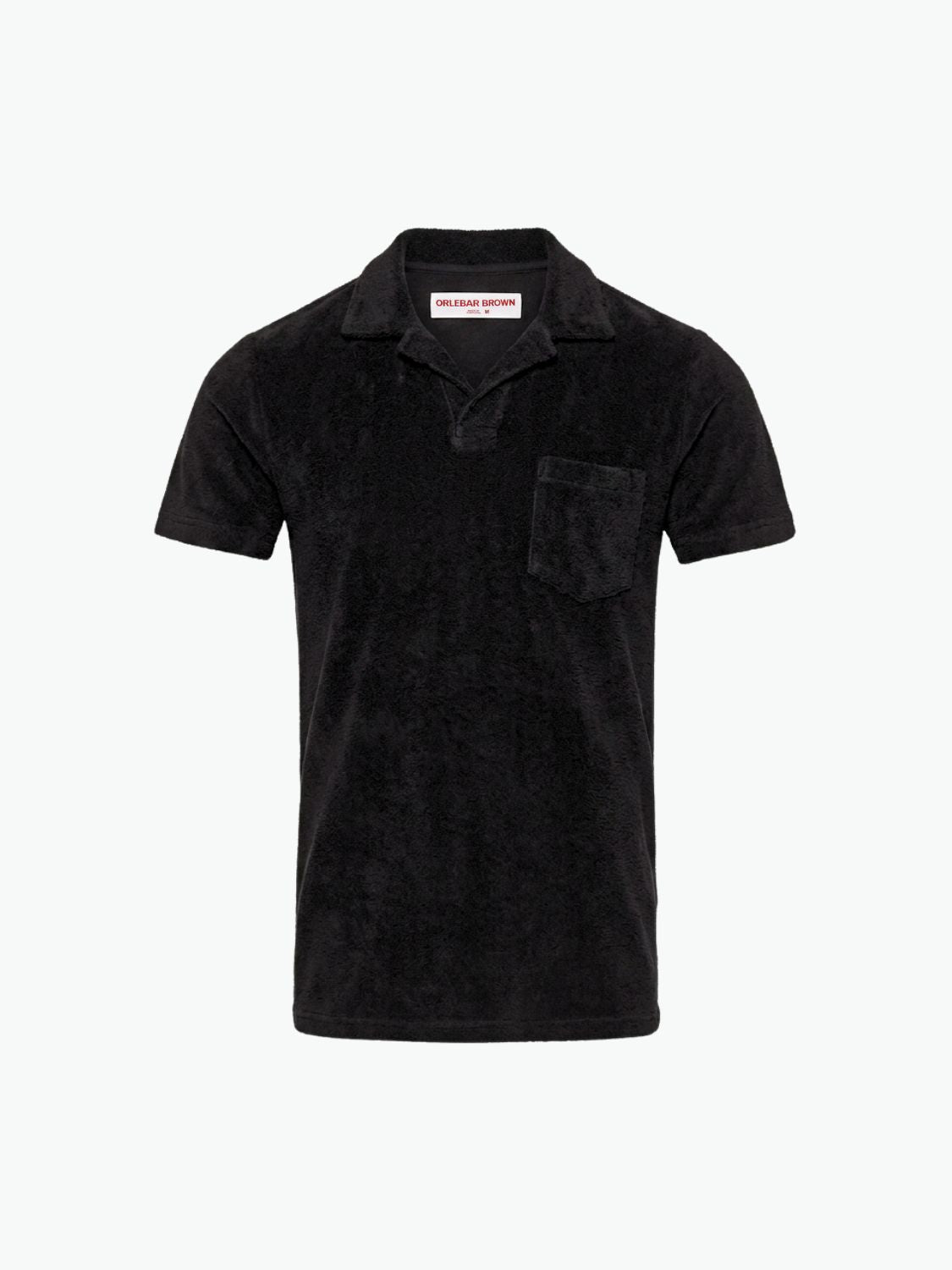 Orlebar Brown Terry Towelling Tailored Fit Cotton Polo Shirt Black