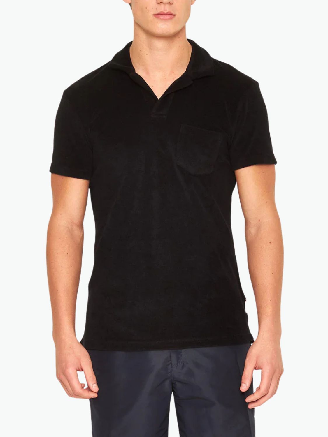 Orlebar Brown Terry Towelling Tailored Fit Cotton Polo Shirt Black