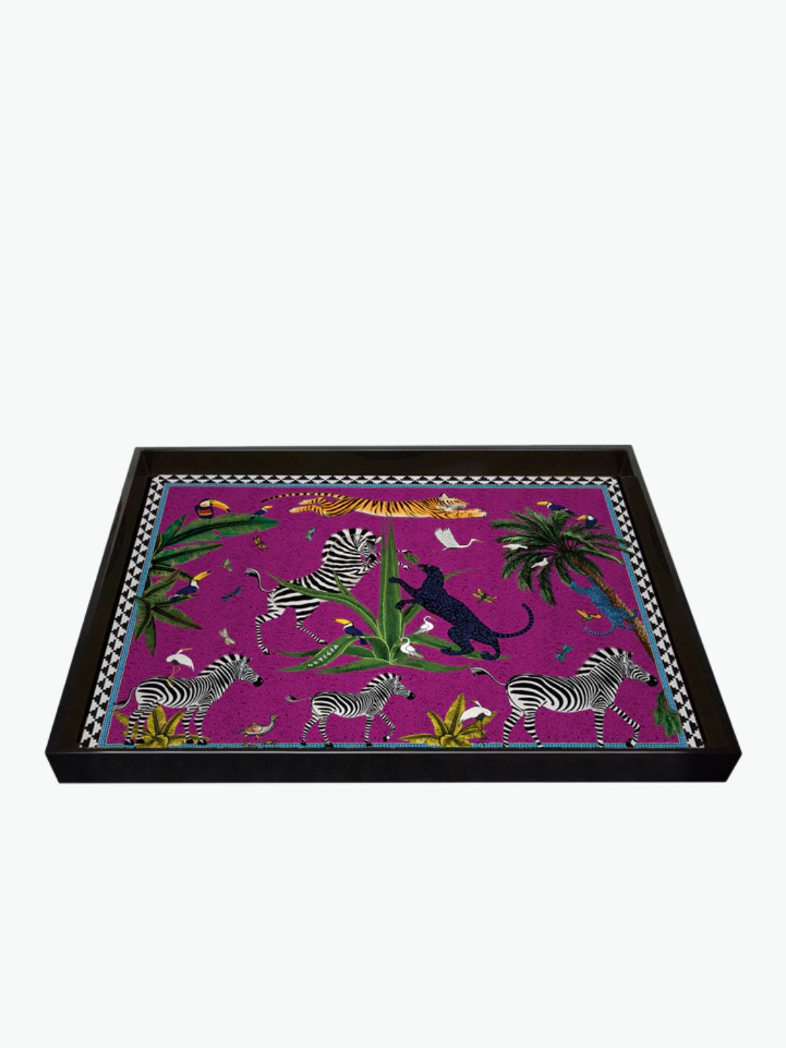 Ortigia Sicilia Hand-Made Lacquer Tray Flying Tiger Pink Cardinale