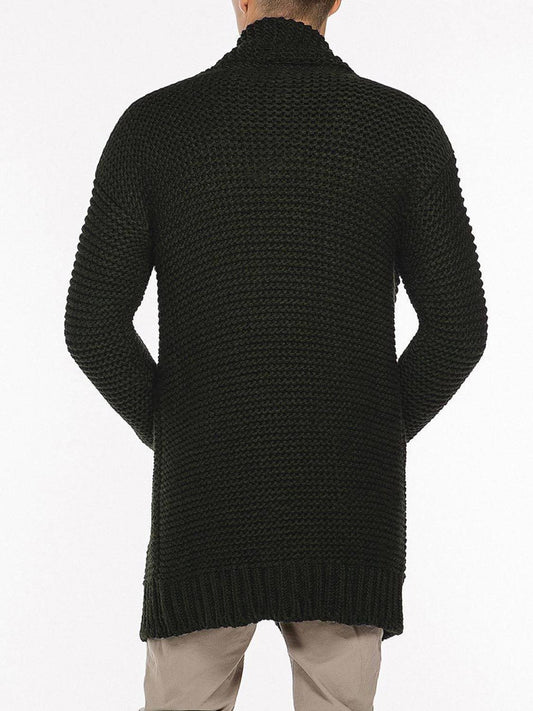 Oversized Shawl Collar Wool Blend Cardigan Army Green | C