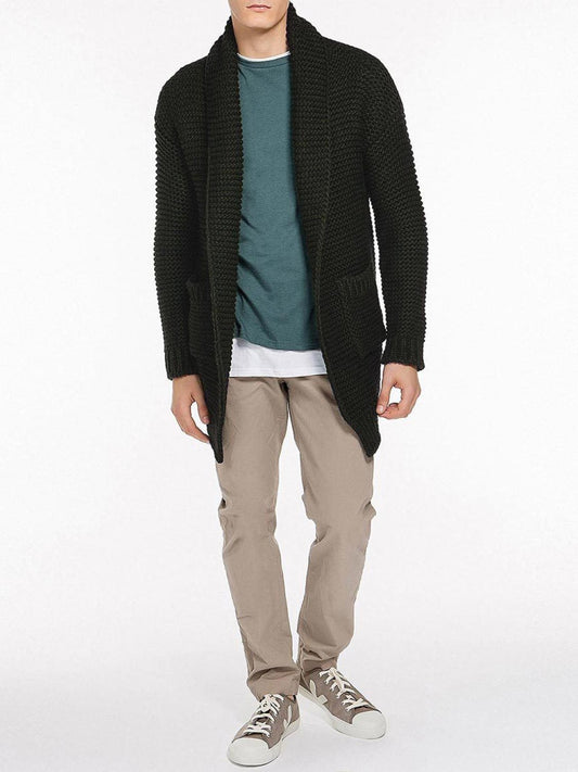 Oversized Shawl Collar Wool Blend Cardigan Army Green | D