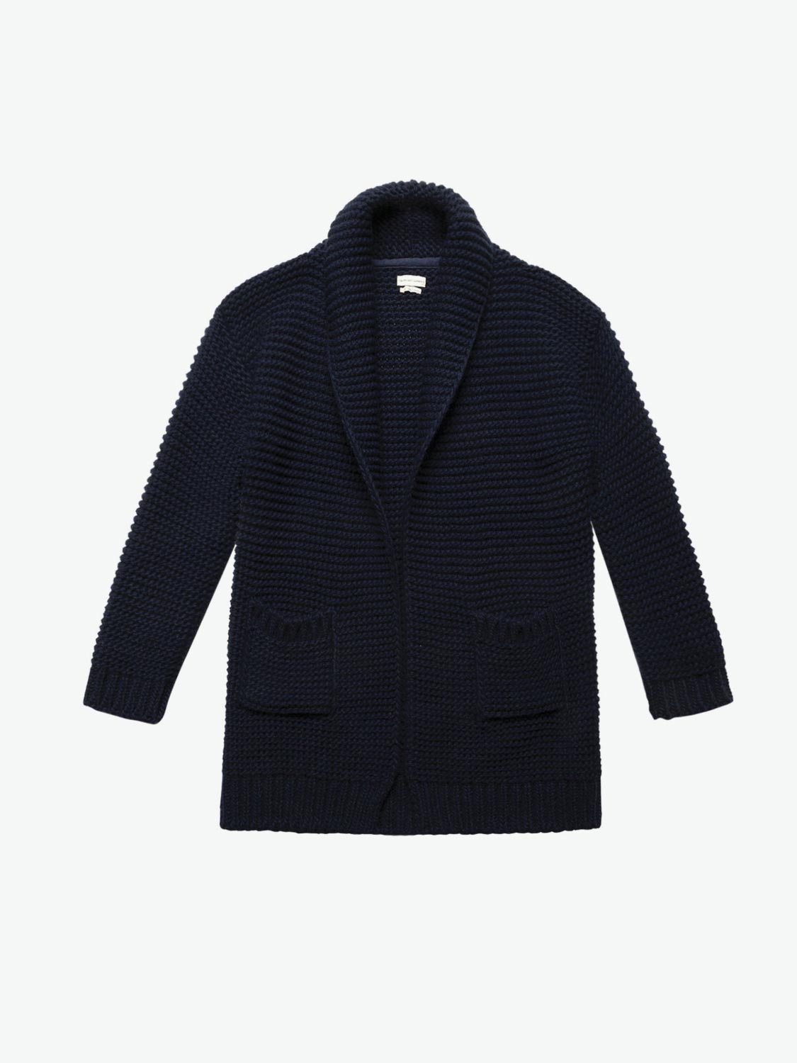 The Project Garments Oversized Shawl Collar Wool Blend Cardigan Midnight Blue