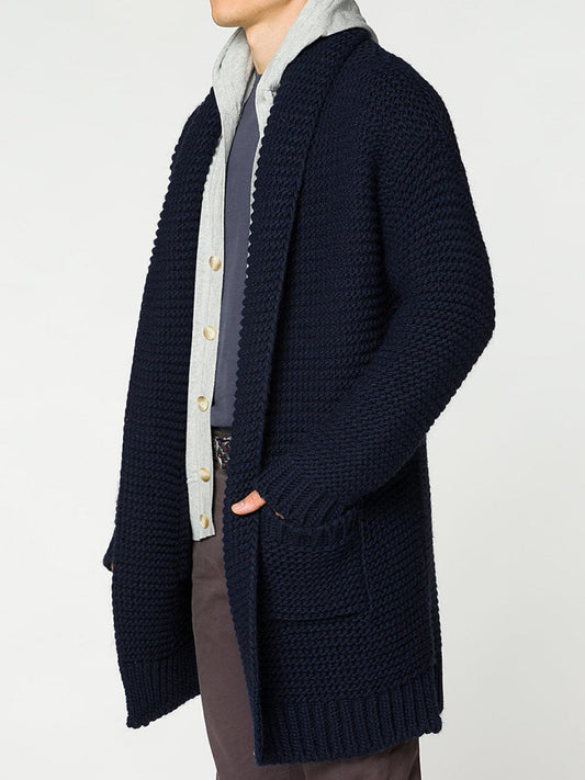The Project Garments Oversized Shawl Collar Wool Blend Cardigan Midnight Blue