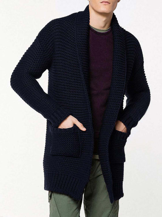The Project Garments Oversized Shawl Collar Wool Blend Cardigan Navy Blue