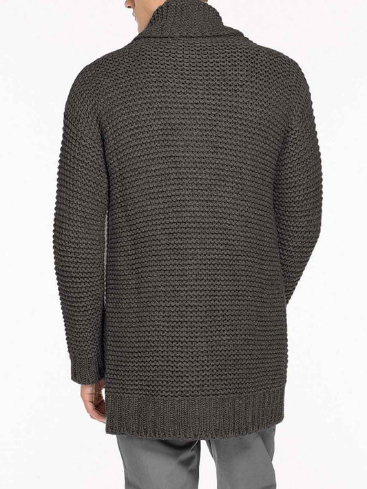 Oversized Shawl Collar Wool Blend Cardigan Taupe | C