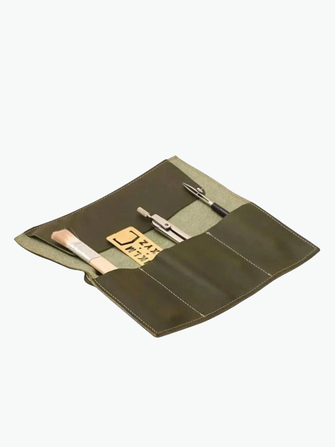 Paper Republic Le Porte Plume Leather Pen and Pencil Case Olive Green