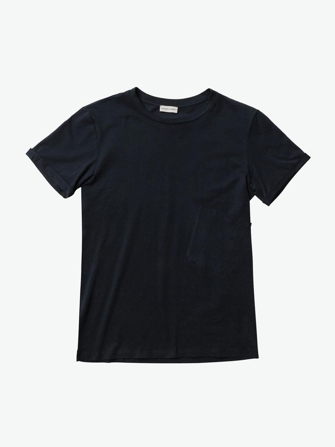 The Project Garments Organic Cotton Asymmetric Pocket Crew Neck T-shirt Charcoal Grey