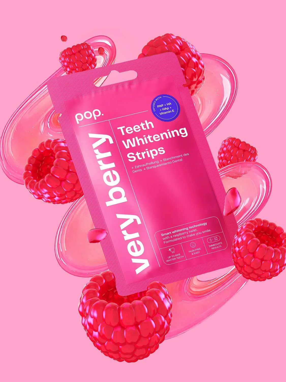 Pop Teeth Whitening Strips Very Berry