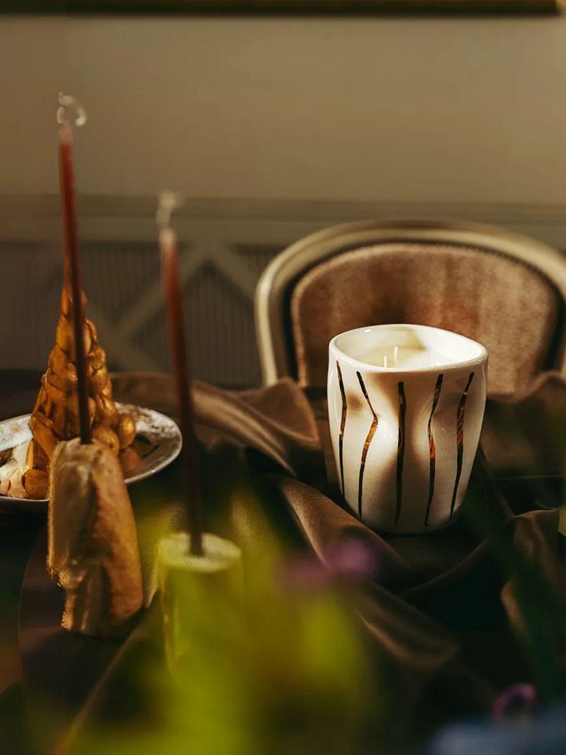 Rhea Kalo Gold Stripes Candle