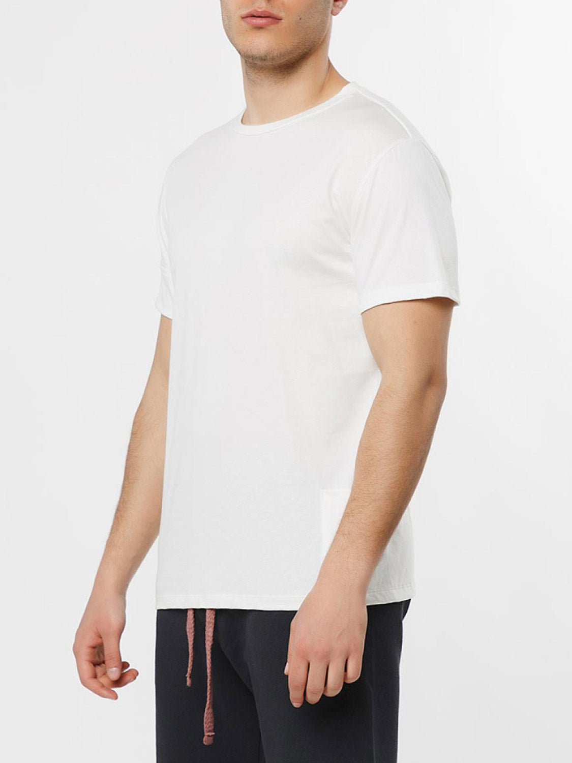 Roll Sleeve Crew Neck T-Shirt Cream | C