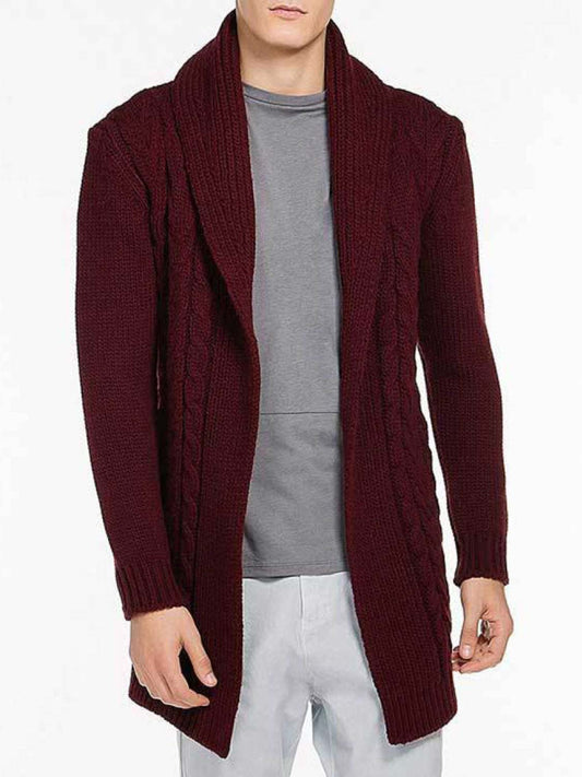 The Project Garments Shawl Collar Wool Blend Belted Cardigan Burgundy