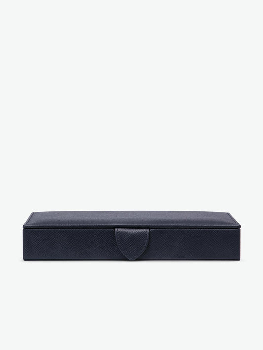 Smythson Panama Cufflink Box in Navy