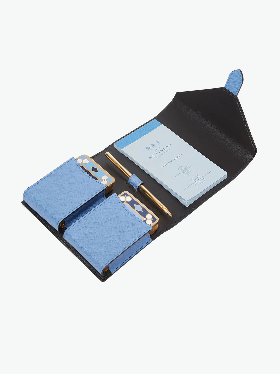 Smythson Double Playing Cards Case Nile Blue