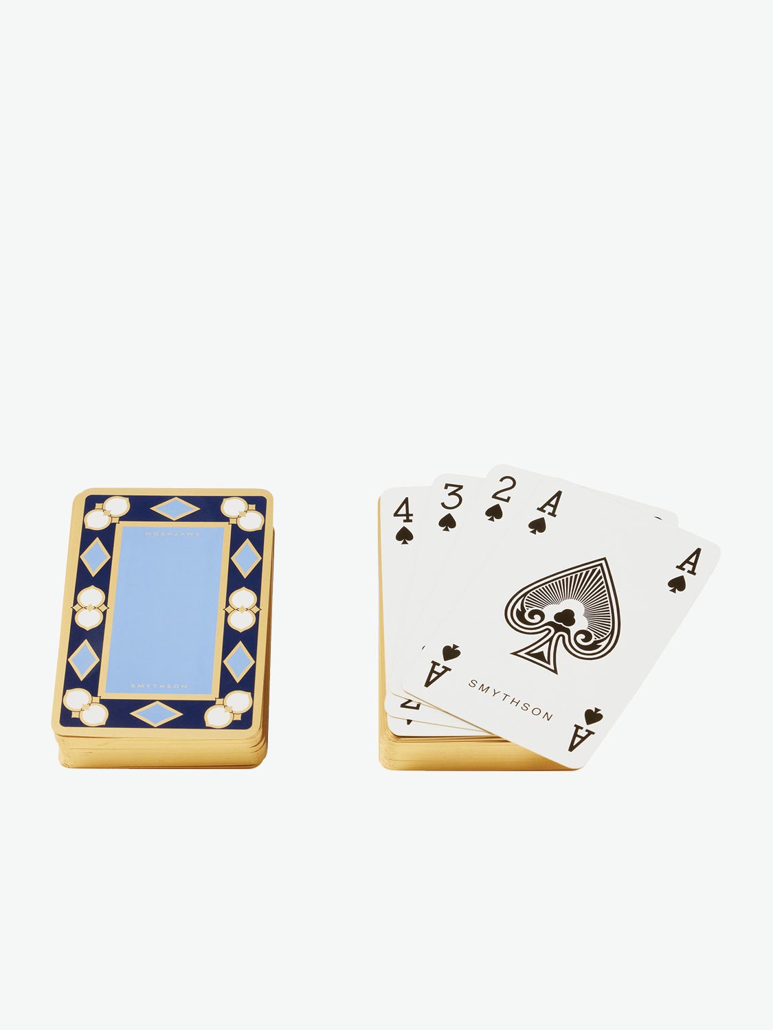 Smythson Double Playing Cards Case in Nile Blue Panama Leather
