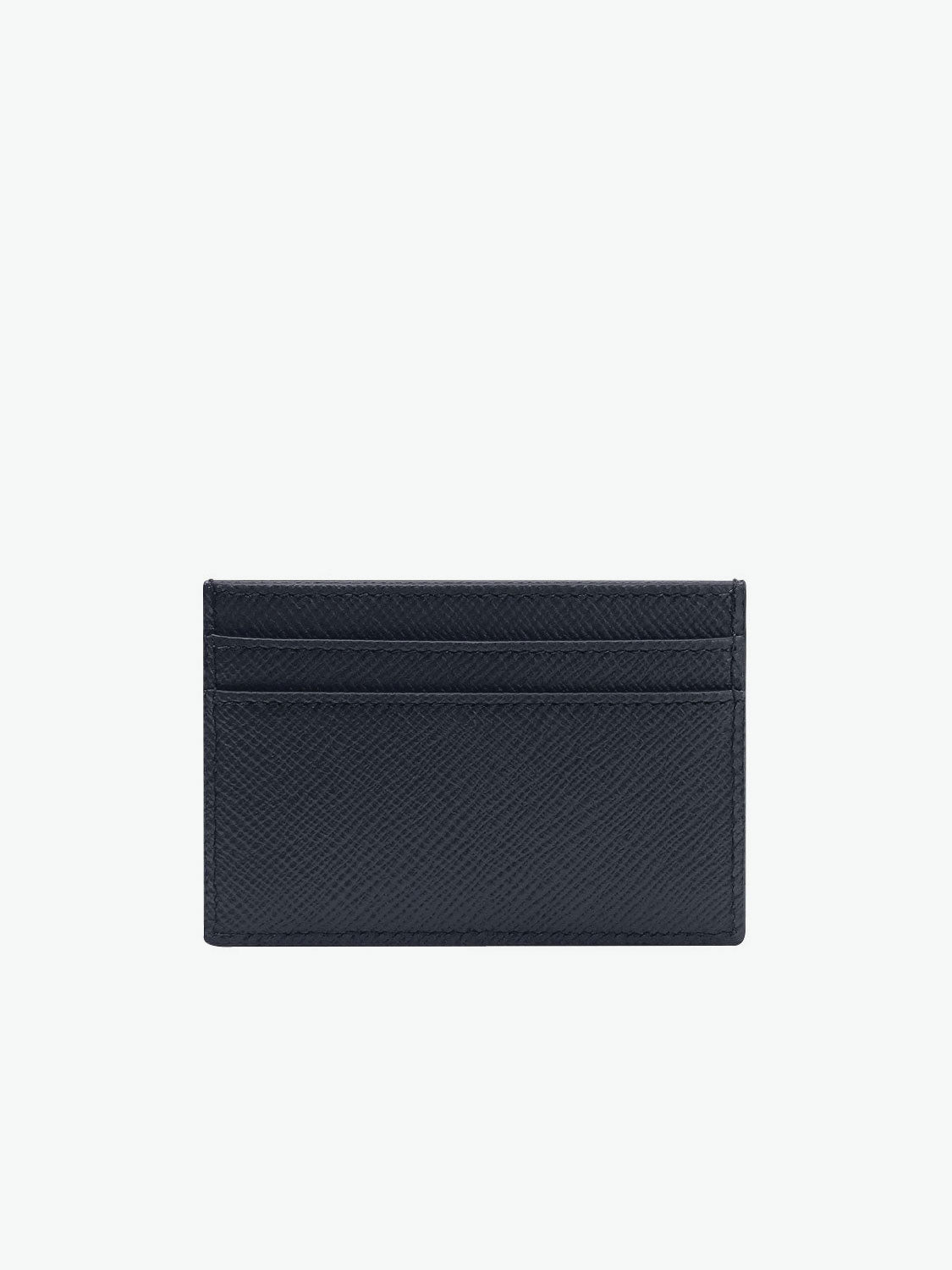 Smythson Panama Cross-Grain Leather Card Holder Navy | C