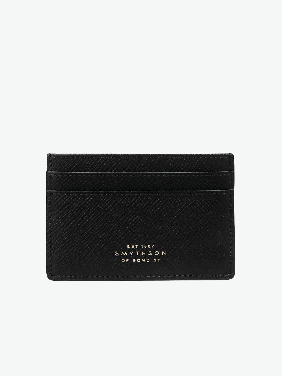 Smythson Flat Card Holder in Panama Black