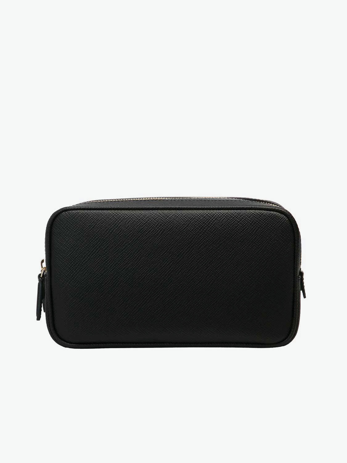 Smythson Panama Cross-Grain Leather Wash Bag Black | C