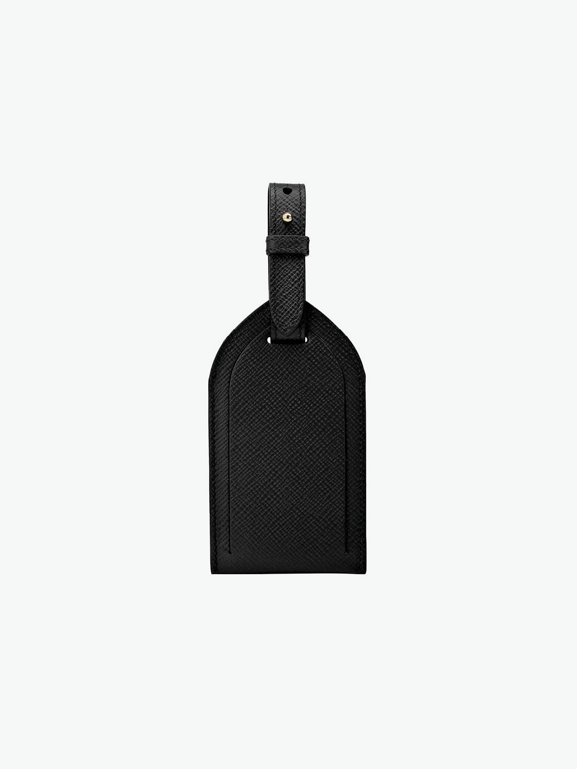 Smythson Panama Cross-Grain Leather Luggage Tag Black