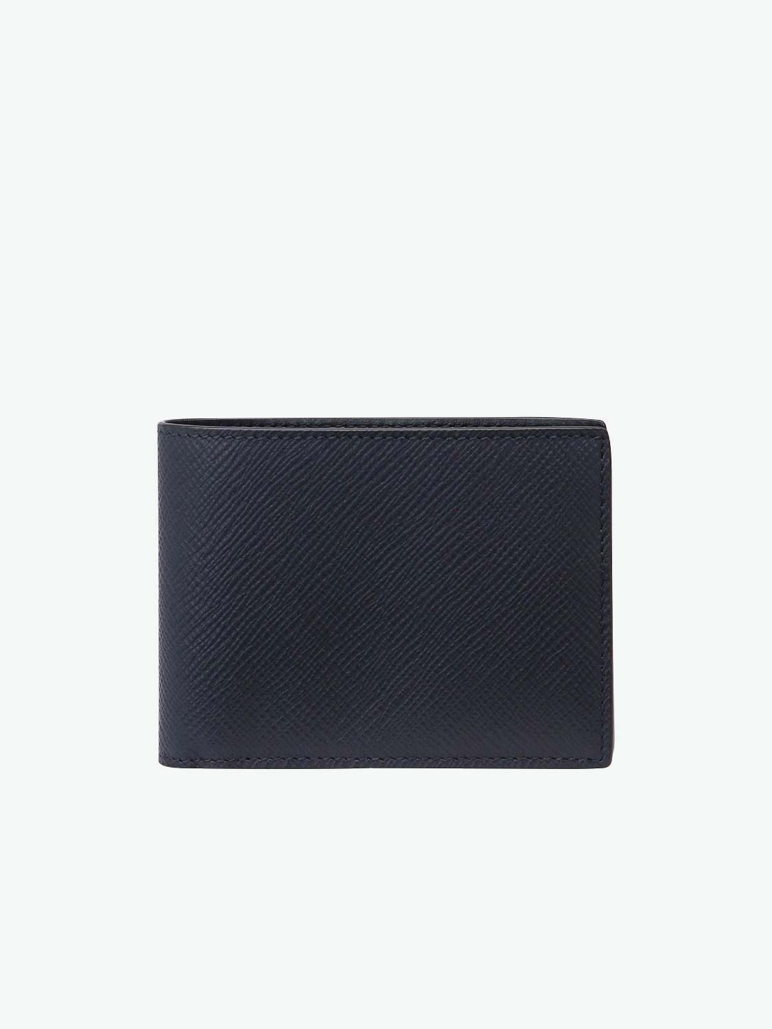 Smythson Panama Cross-Grain Leather Slim Wallet Navy | A