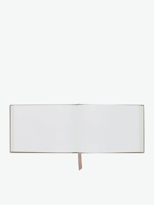 Smythson Small Visitor Book in Panama Sandstone Beige