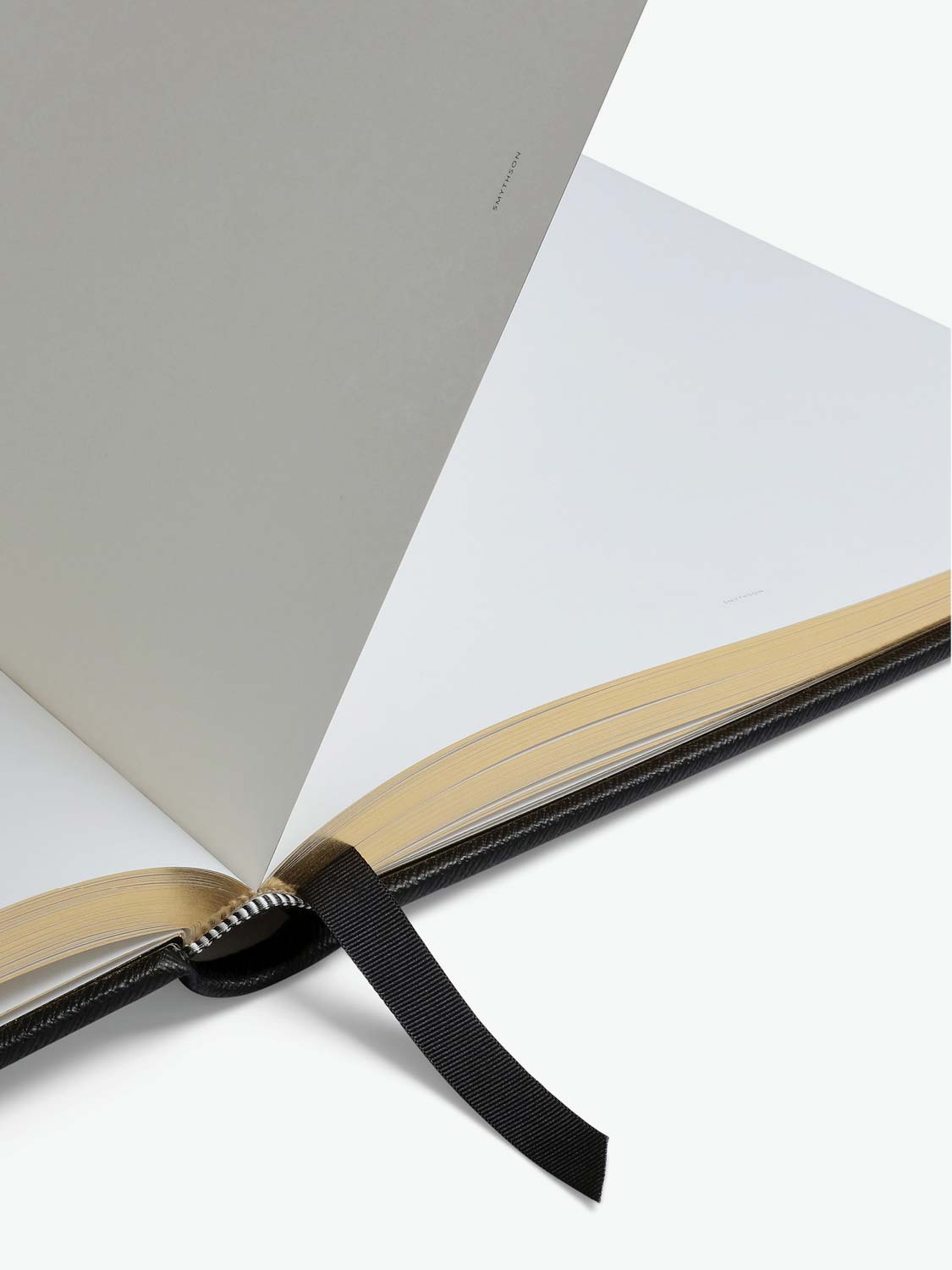 Visitors Book in Panama Gross Grain Leather Black