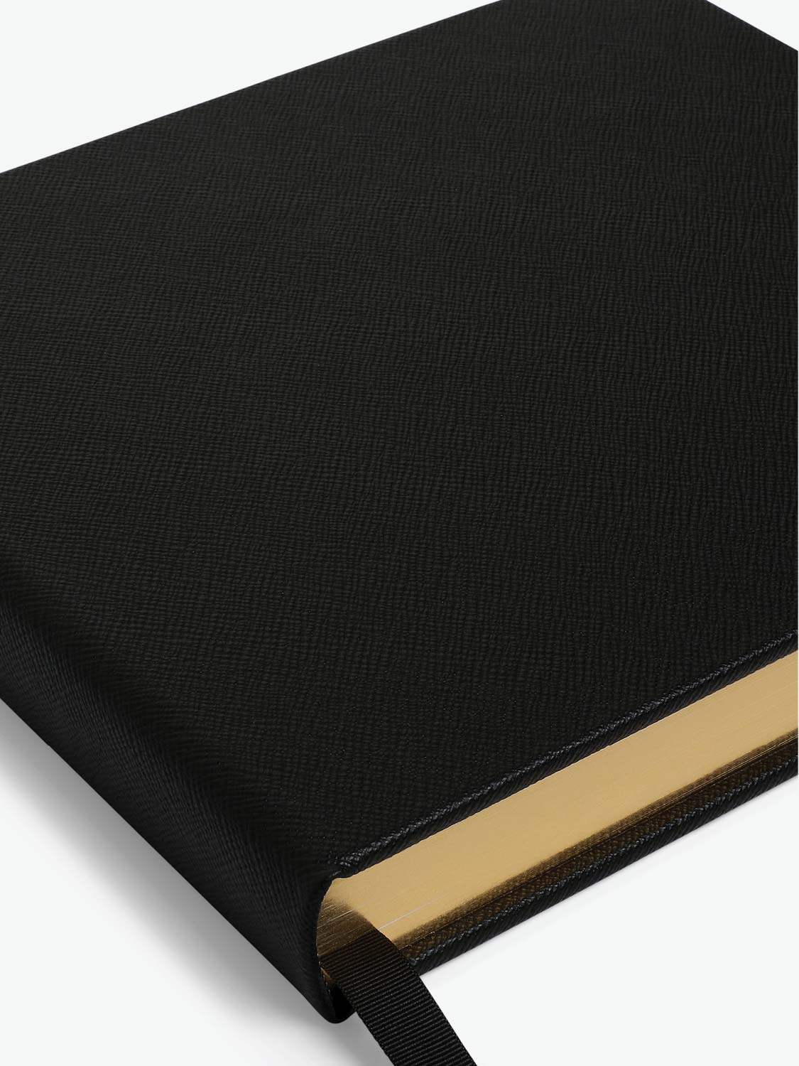 Visitors Book in Panama Gross Grain Leather Black