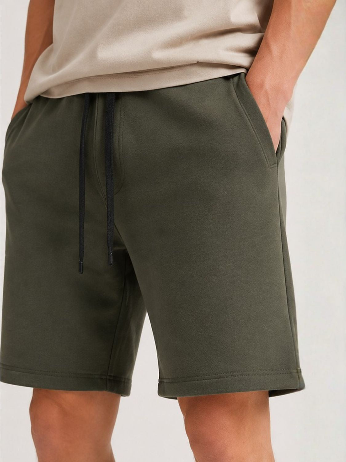 Loopback Cotton Jersey Relaxed Shorts Khaki