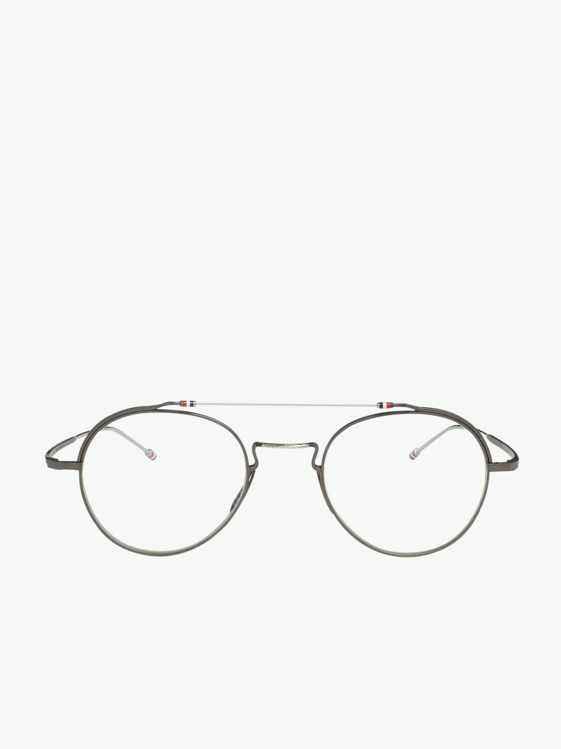 Thom Browne Black Iron And Silver Oval Optical Glasses | A